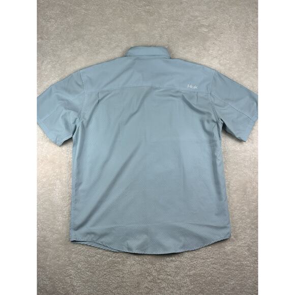 Huk Performance Fishing Shirt Mens XL Blue Short Sleeve Vented Lightweight - Picture 2 of 7